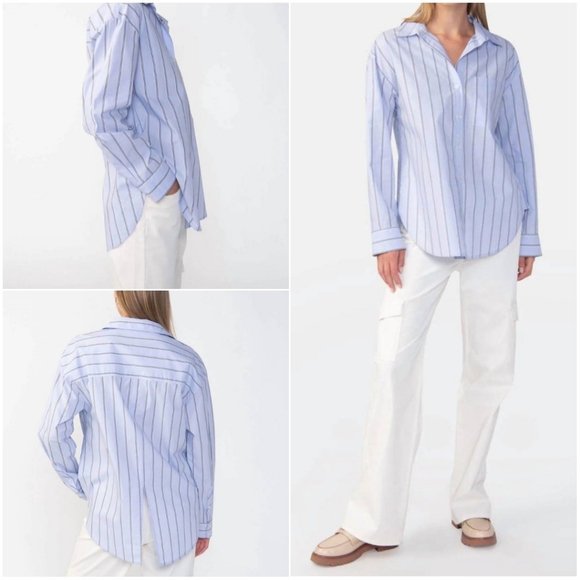 Sanctuary Slit Back Tunic Blouse in Angel Blue Stripe - Picture 7 of 7